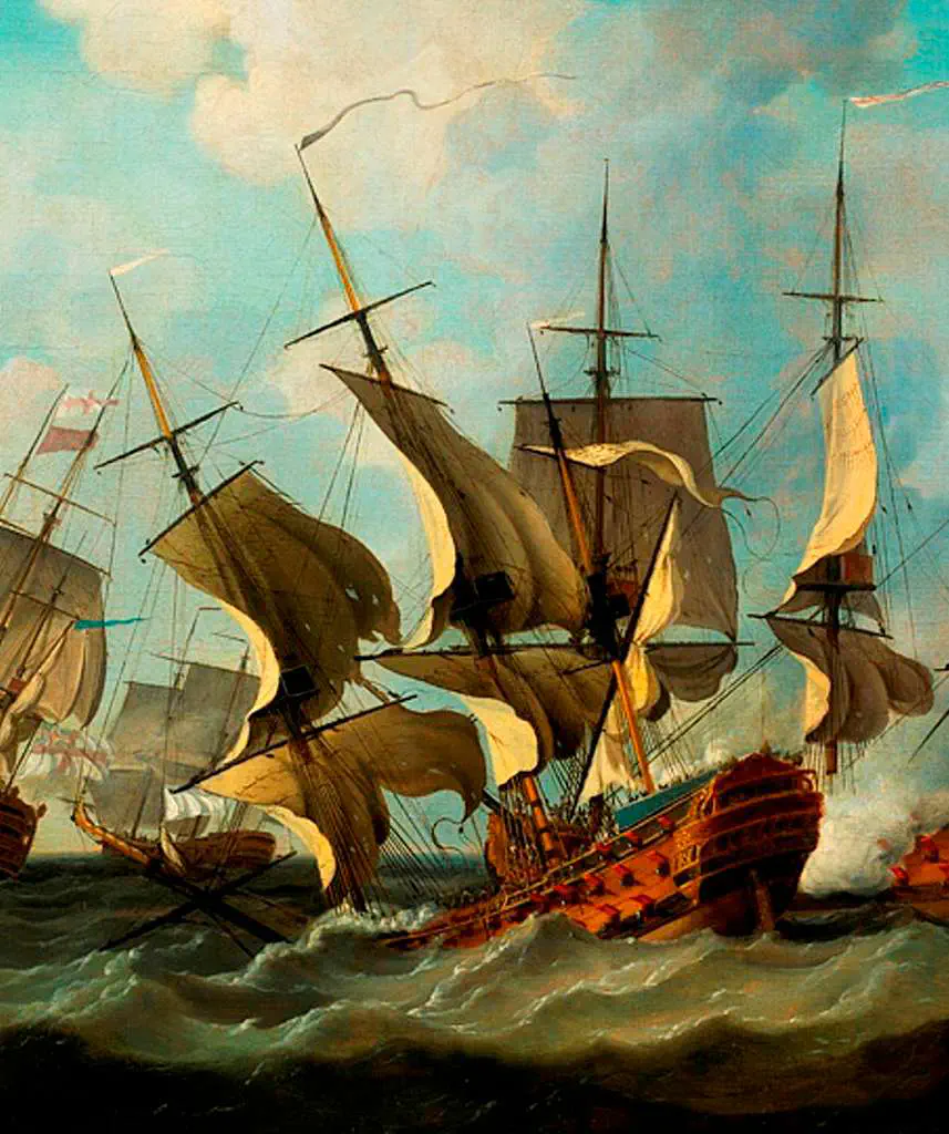Vaisseau de Thésée, détail d’un tableau de Richard Paton